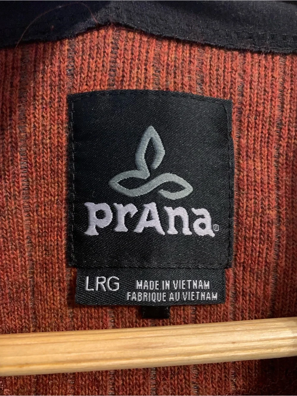 Prana Men's Rust & Charcoal Wool Sweater Jacket